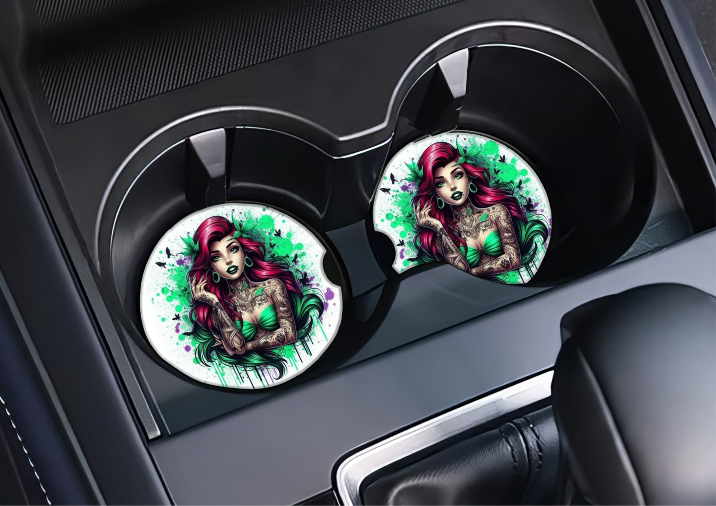 Tattoo little mermaid car coasters