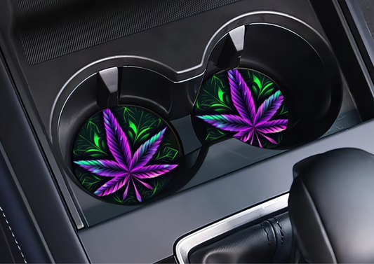 Neon 420 car coasters