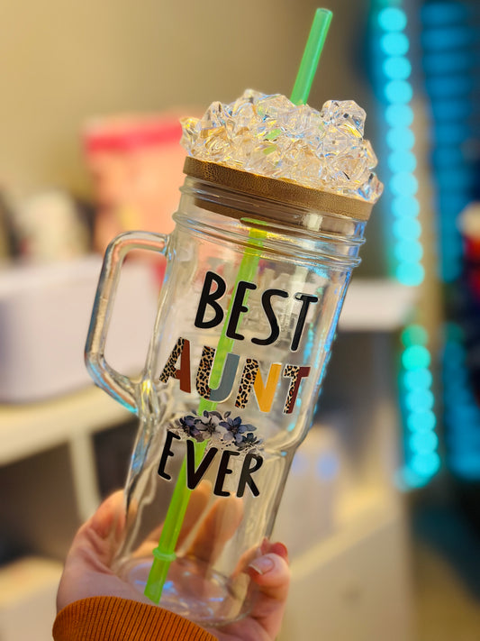 Best auntie ever 24oz glass tumbler