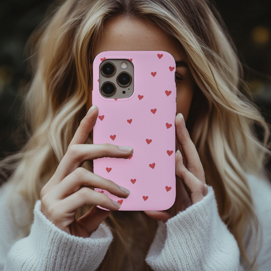 Pink love heart phone case