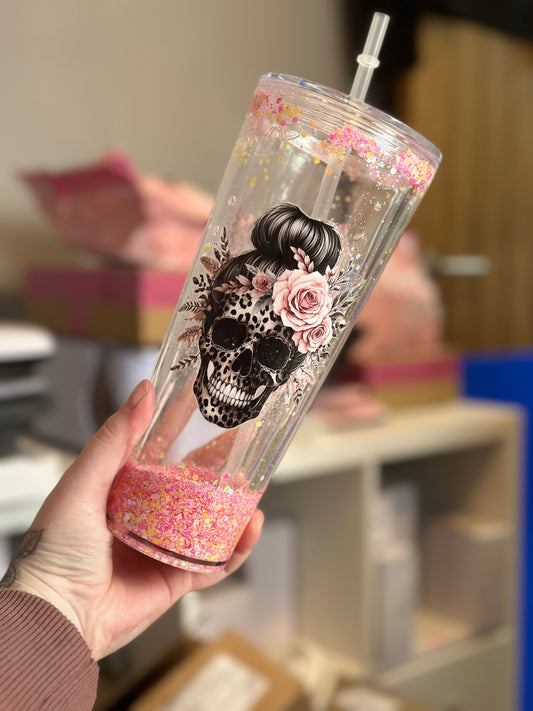 25oz glitter skull cold cup