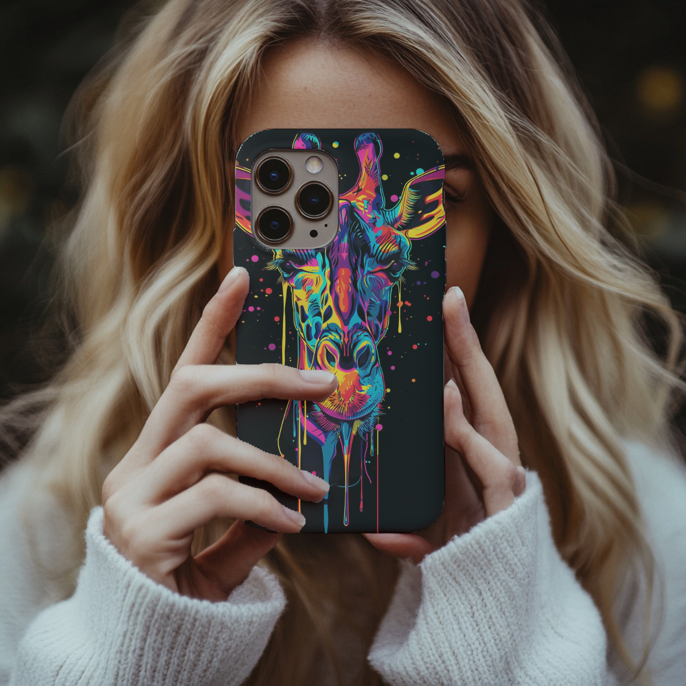 Neon giraffe phone case