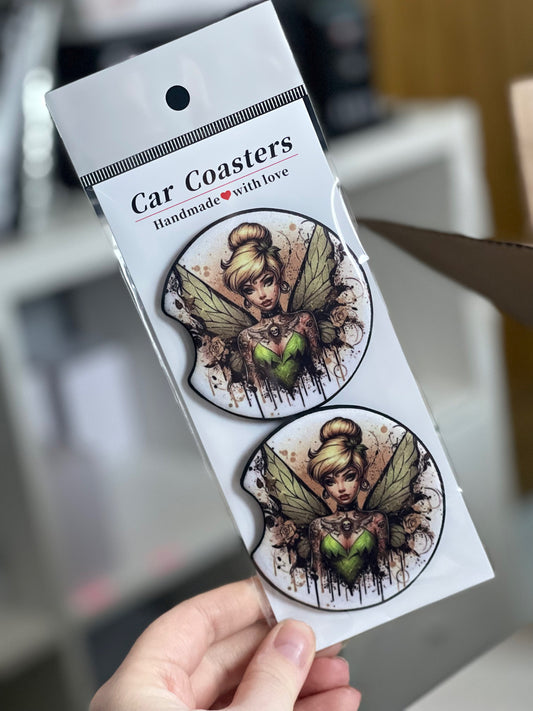 Tattoo Tinker bell car coasters